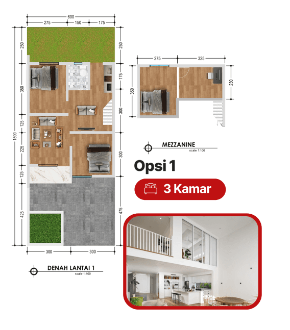 Tipe Mezzanine 65 (Opsi 1)